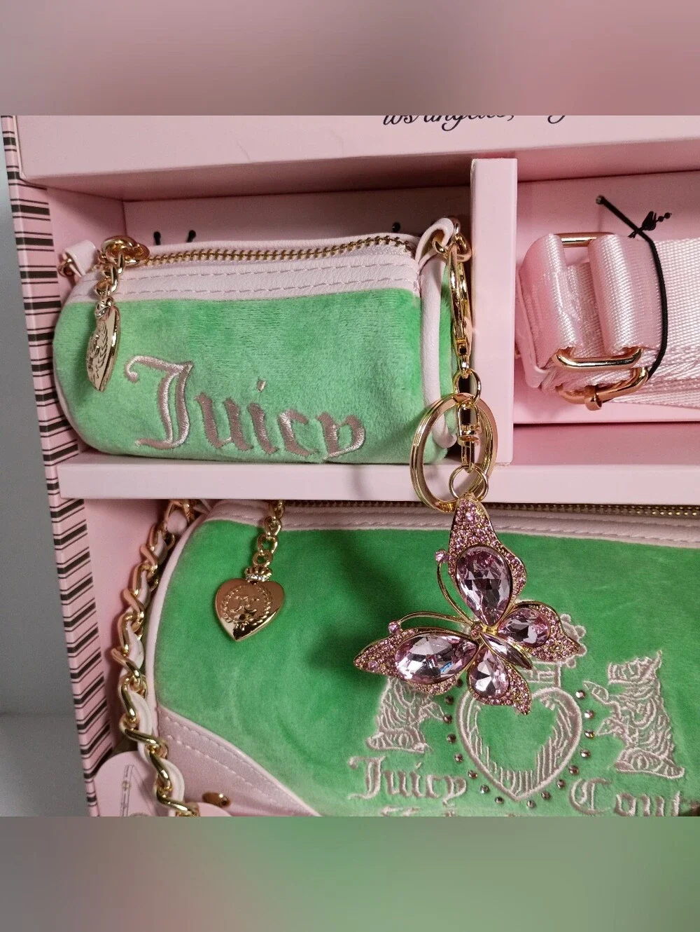 Juicy Couture Exclusive Heritage Green Velvet Chain-Handle Shoulder Bag Set